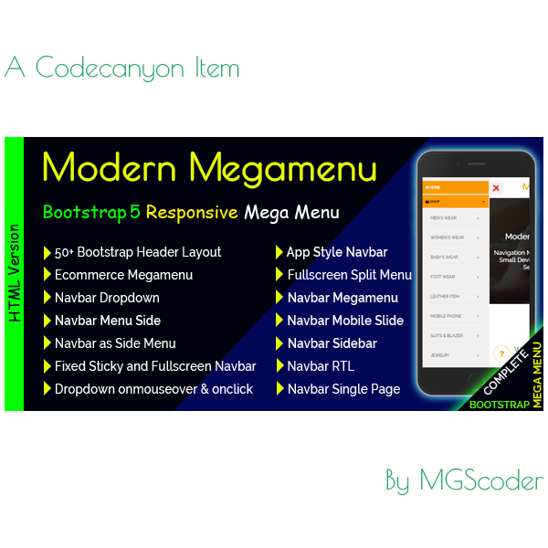 Modern Megamenu - Bootstrap Responsive Mega Menu